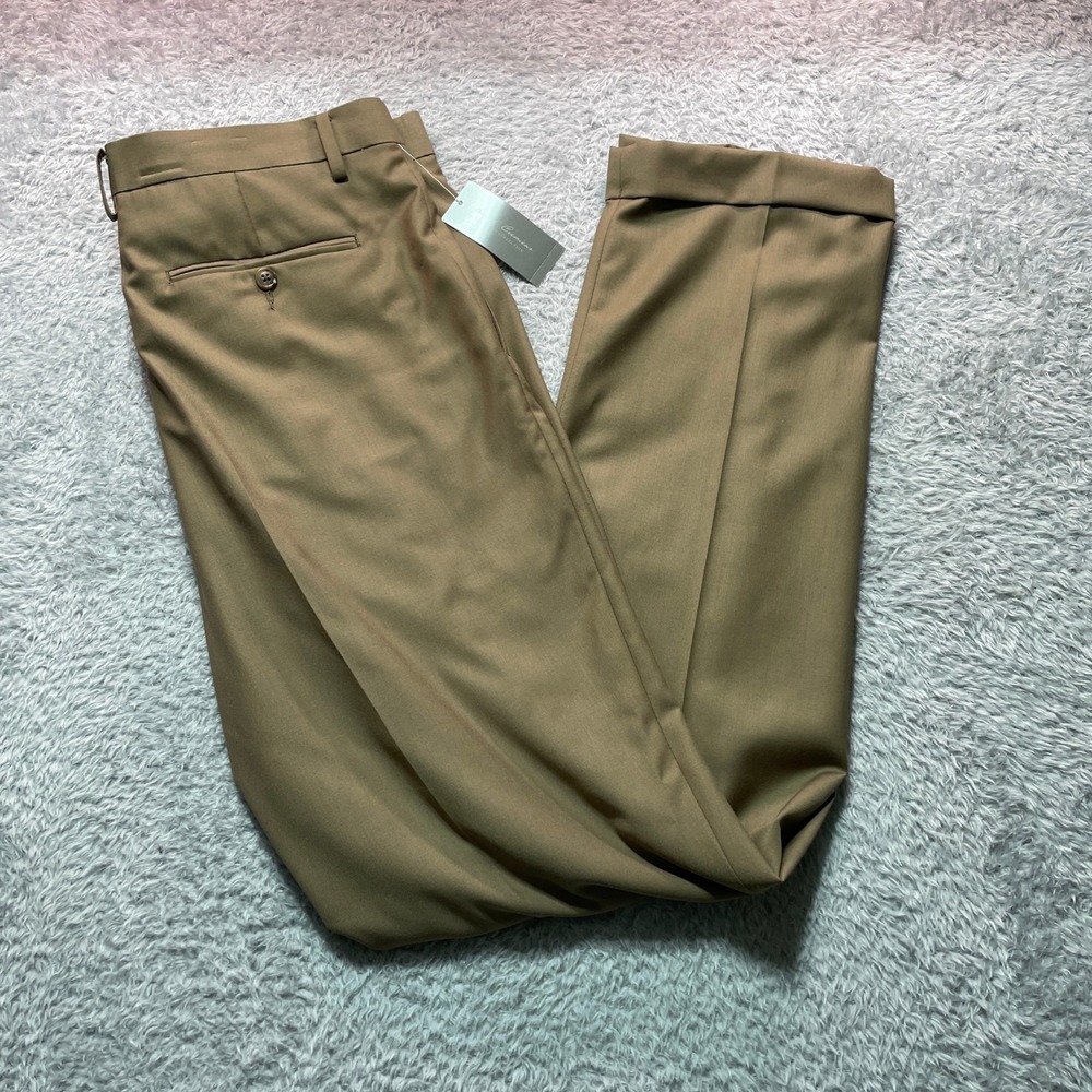 Daniel Cremieux Signature Collection Khaki Pleated Cuffed Dress Pants 36x34 NEW